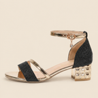 Block Heel Sandals Women's Open Toe Ankle Strap Party Evening Dress Shoes