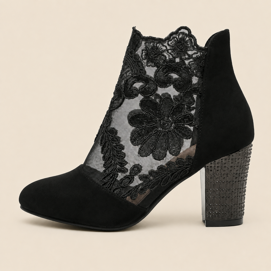 Floral Lace Heels Women's Handmade Cushioned Insole Wedding Party Evening Dress Shoes