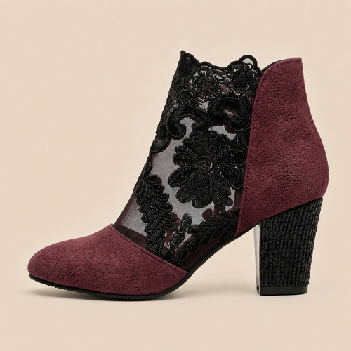 Floral Lace Heels Women's Handmade Cushioned Insole Wedding Party Evening Dress Shoes