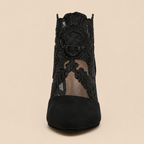 Floral Lace Heels Women's Handmade Cushioned Insole Wedding Party Evening Dress Shoes